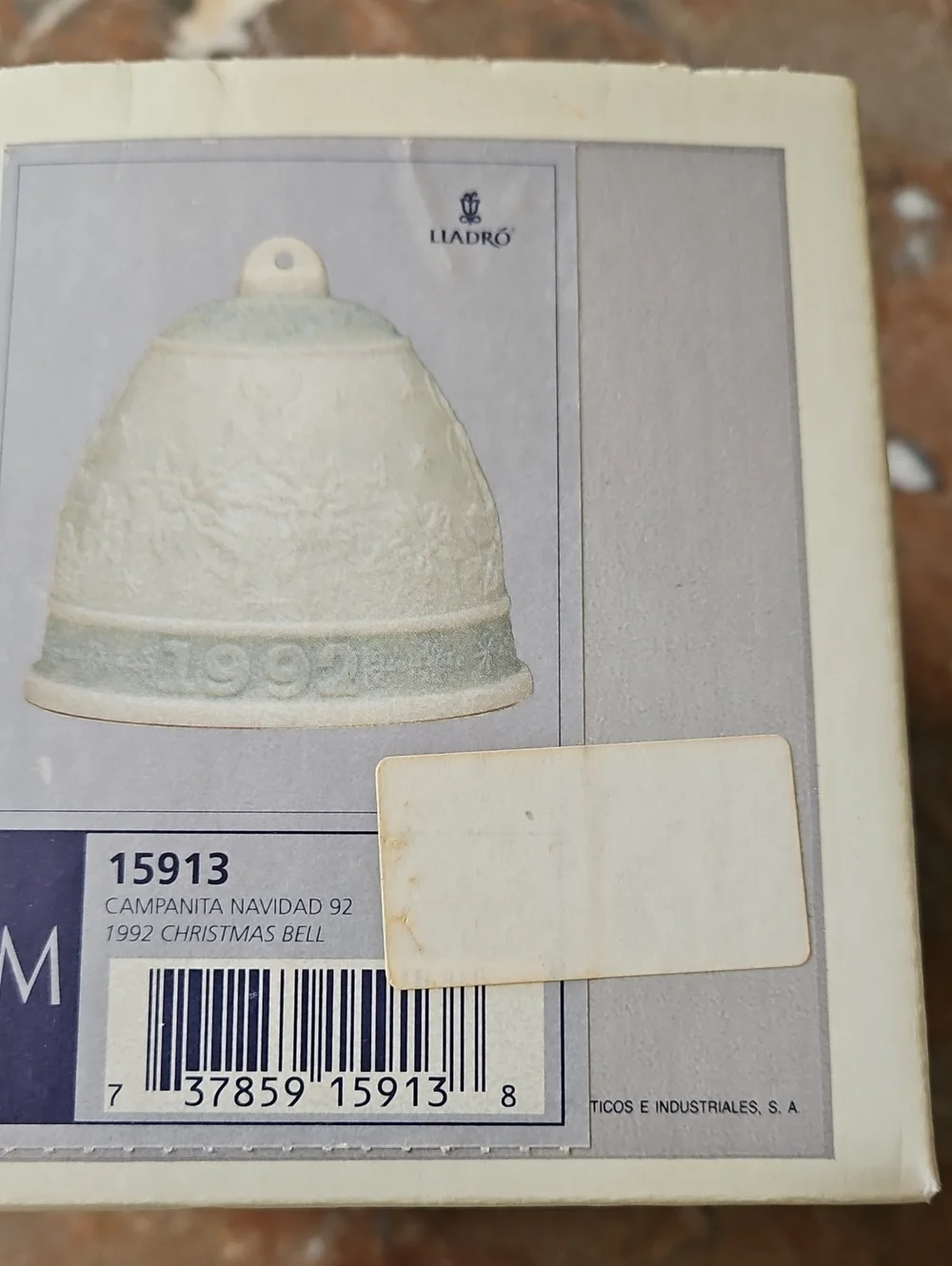 Vintage Lladro 1992 Christmas Bell Ornament